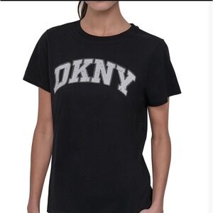 DKNY Sport T-Shirt Graphic Logo Tee Athleisure Top Black‎ Medium